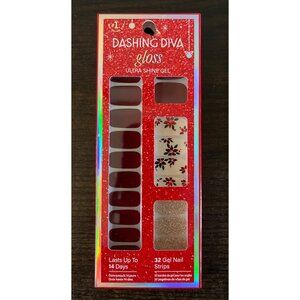 NIP Dashing Diva Gloss Press-On Nails Ultra Shine Gel Poinsettia Princess
